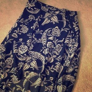 Blue &White Floral High-Low Skirt